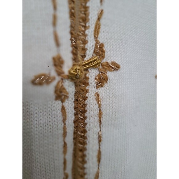 Coldwater Creek S Women's Long Cardigan Ivory Gold w/ Embroidery Toggle Buttons - Picture 4 of 16